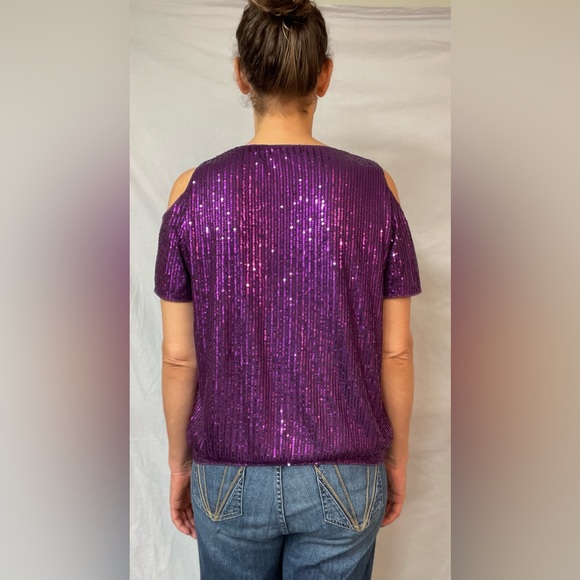 Jasambac XL Purple sequin peek a boo shoulder - Picture 3 of 9